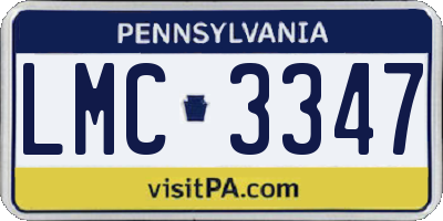 PA license plate LMC3347
