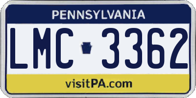 PA license plate LMC3362
