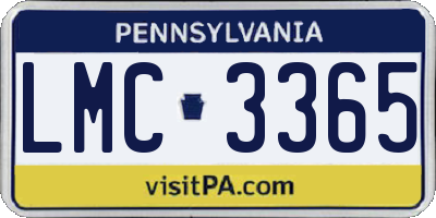 PA license plate LMC3365