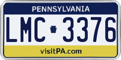 PA license plate LMC3376