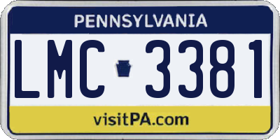 PA license plate LMC3381