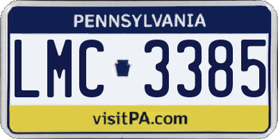 PA license plate LMC3385