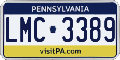 PA license plate LMC3389