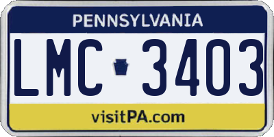PA license plate LMC3403