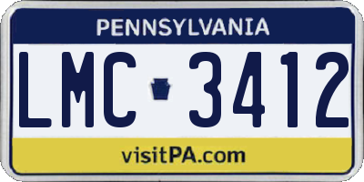 PA license plate LMC3412