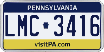 PA license plate LMC3416