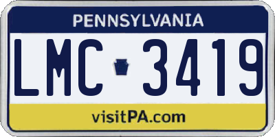 PA license plate LMC3419