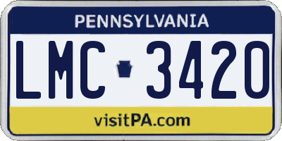 PA license plate LMC3420