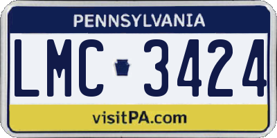 PA license plate LMC3424
