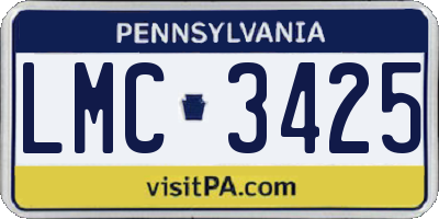 PA license plate LMC3425