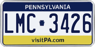 PA license plate LMC3426