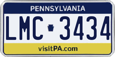 PA license plate LMC3434
