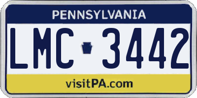 PA license plate LMC3442