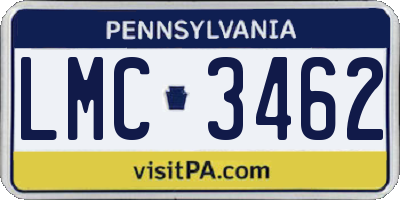 PA license plate LMC3462