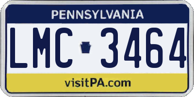 PA license plate LMC3464