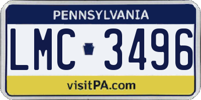PA license plate LMC3496