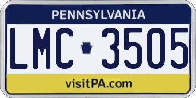 PA license plate LMC3505