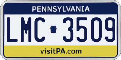 PA license plate LMC3509