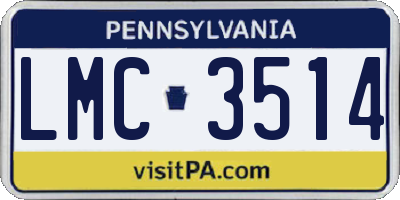 PA license plate LMC3514
