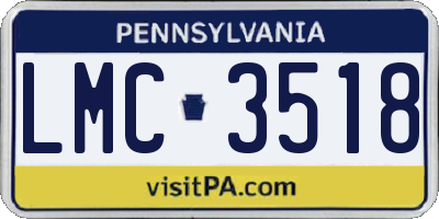 PA license plate LMC3518