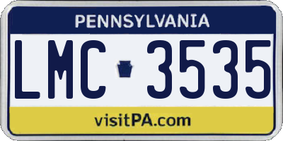 PA license plate LMC3535