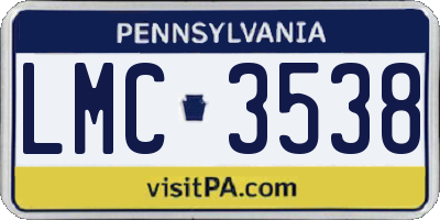 PA license plate LMC3538