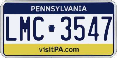 PA license plate LMC3547
