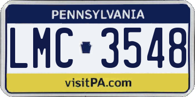 PA license plate LMC3548