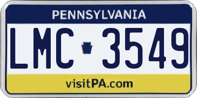 PA license plate LMC3549