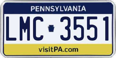 PA license plate LMC3551