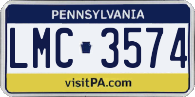 PA license plate LMC3574