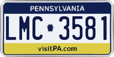 PA license plate LMC3581