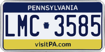 PA license plate LMC3585