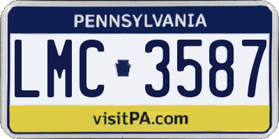 PA license plate LMC3587