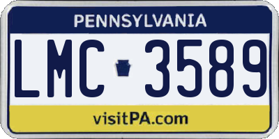PA license plate LMC3589
