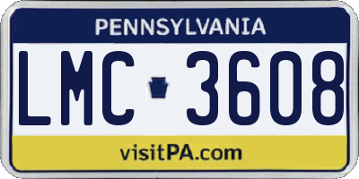 PA license plate LMC3608