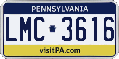PA license plate LMC3616