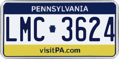 PA license plate LMC3624