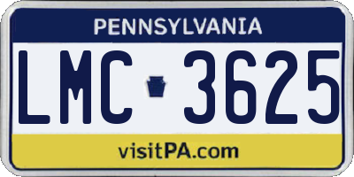 PA license plate LMC3625