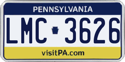 PA license plate LMC3626