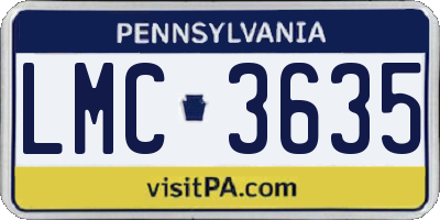 PA license plate LMC3635