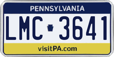 PA license plate LMC3641