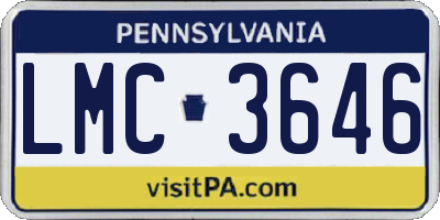 PA license plate LMC3646