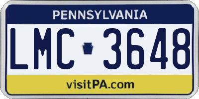 PA license plate LMC3648