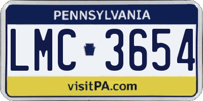 PA license plate LMC3654