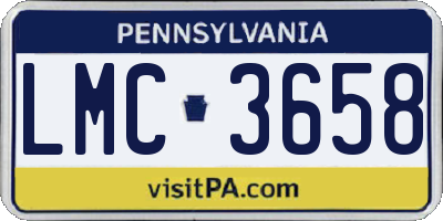 PA license plate LMC3658