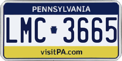 PA license plate LMC3665