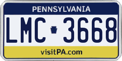 PA license plate LMC3668