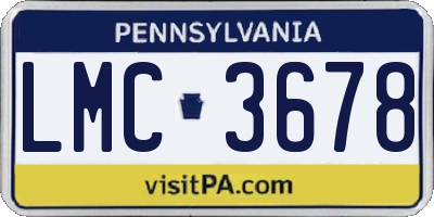 PA license plate LMC3678