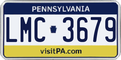 PA license plate LMC3679